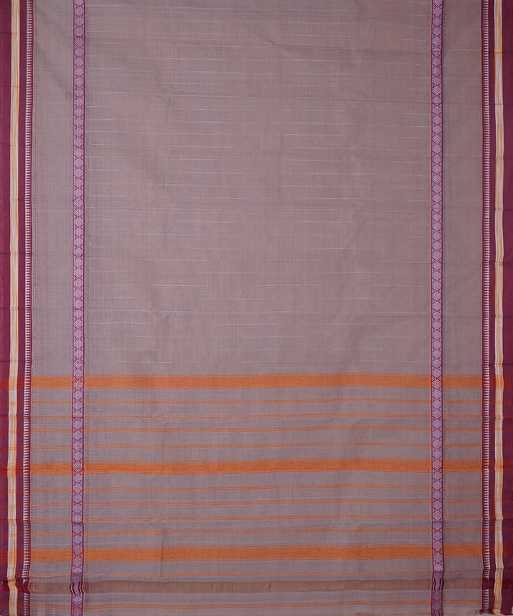 Light grey cotton handwoven narayanapet saree