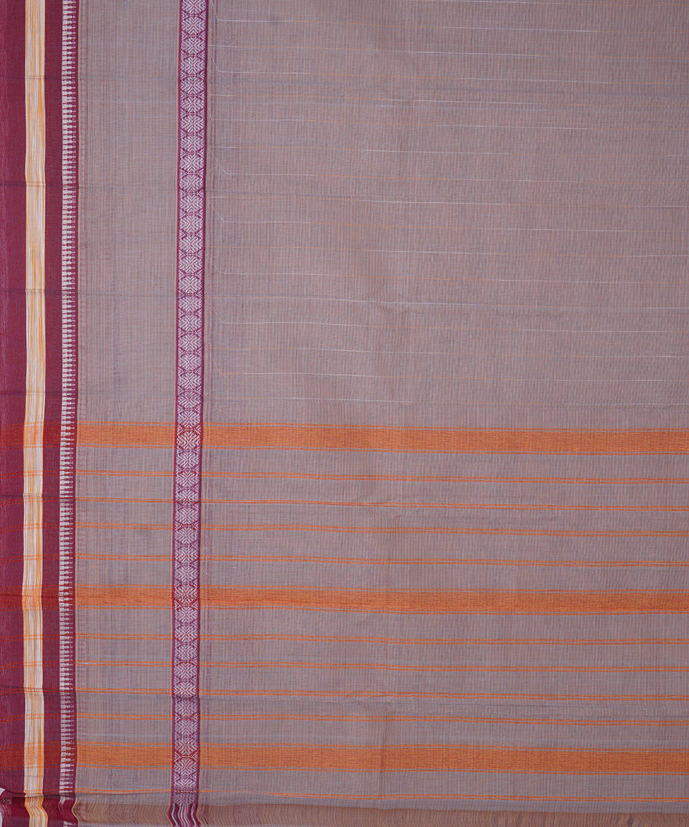 Light grey cotton handwoven narayanapet saree