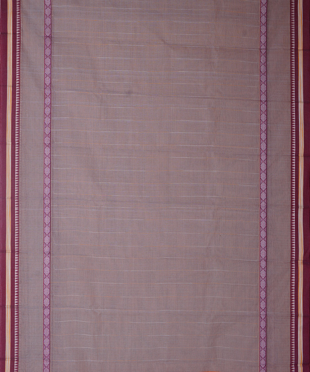 Light grey cotton handwoven narayanapet saree