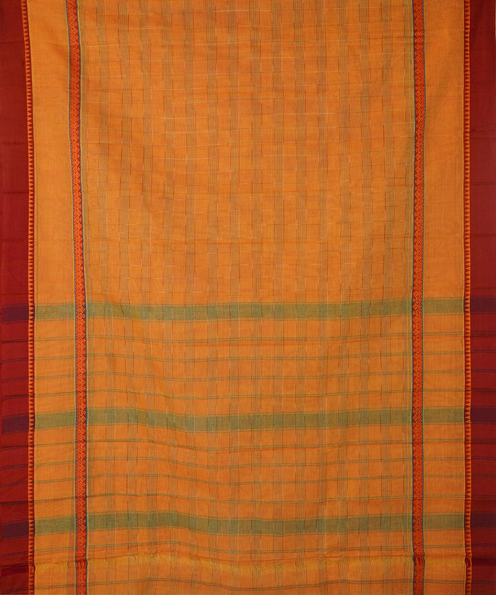 Yellow cotton handwoven narayanapet saree