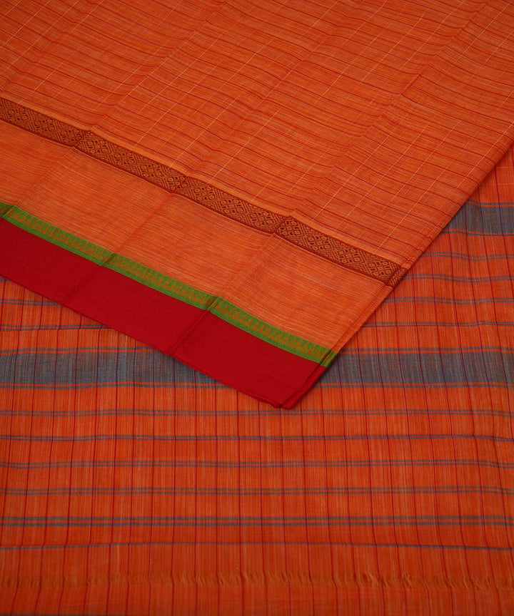 Orange cotton handwoven narayanapet saree