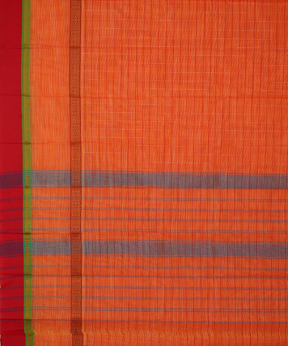 Orange cotton handwoven narayanapet saree