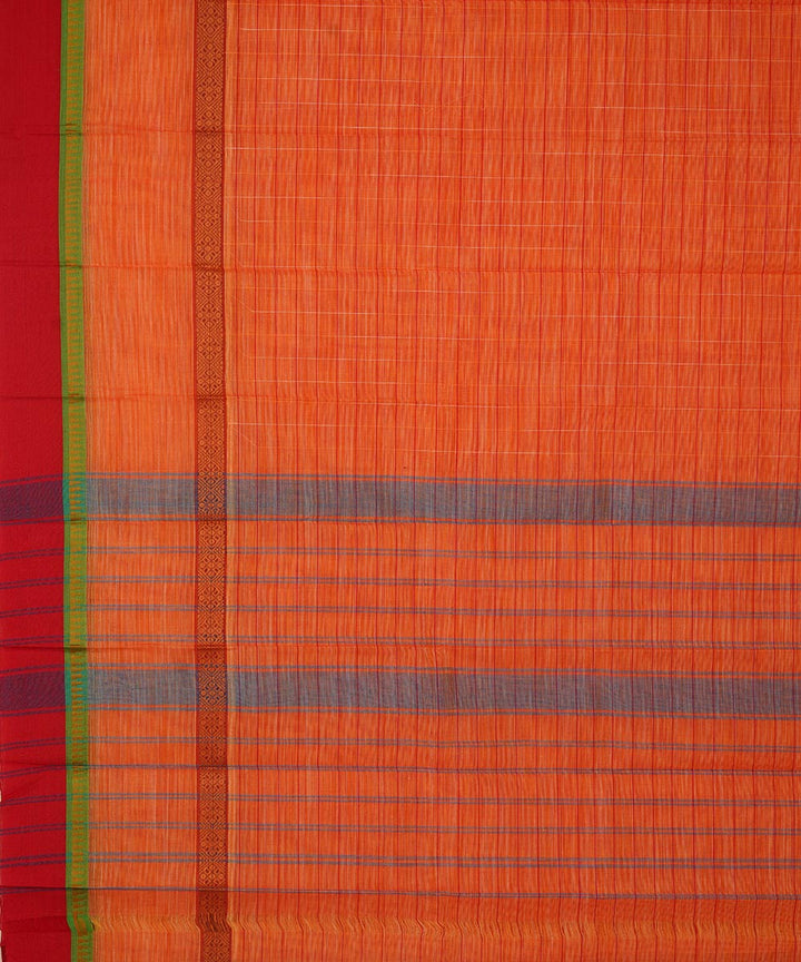 Orange cotton handwoven narayanapet saree