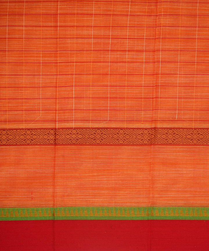 Orange cotton handwoven narayanapet saree