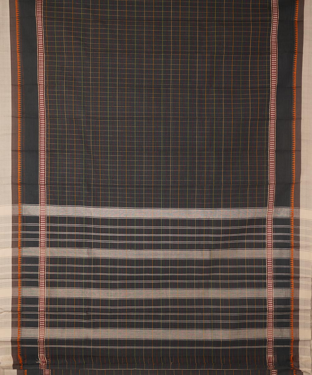 Dark green checks cotton handwoven narayanapet saree