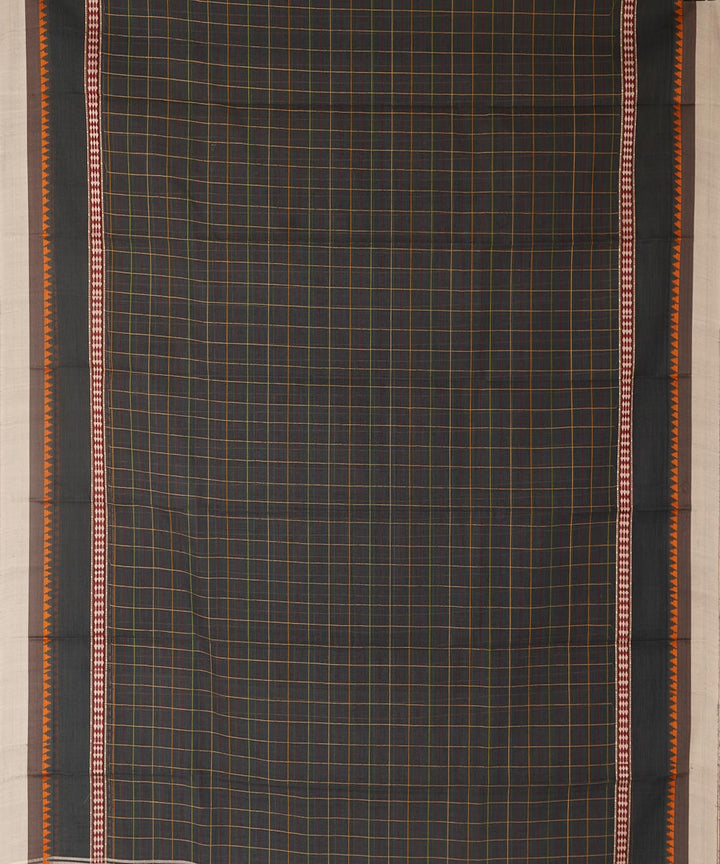 Dark green checks cotton handwoven narayanapet saree