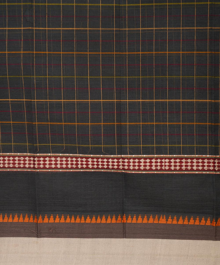 Dark green checks cotton handwoven narayanapet saree