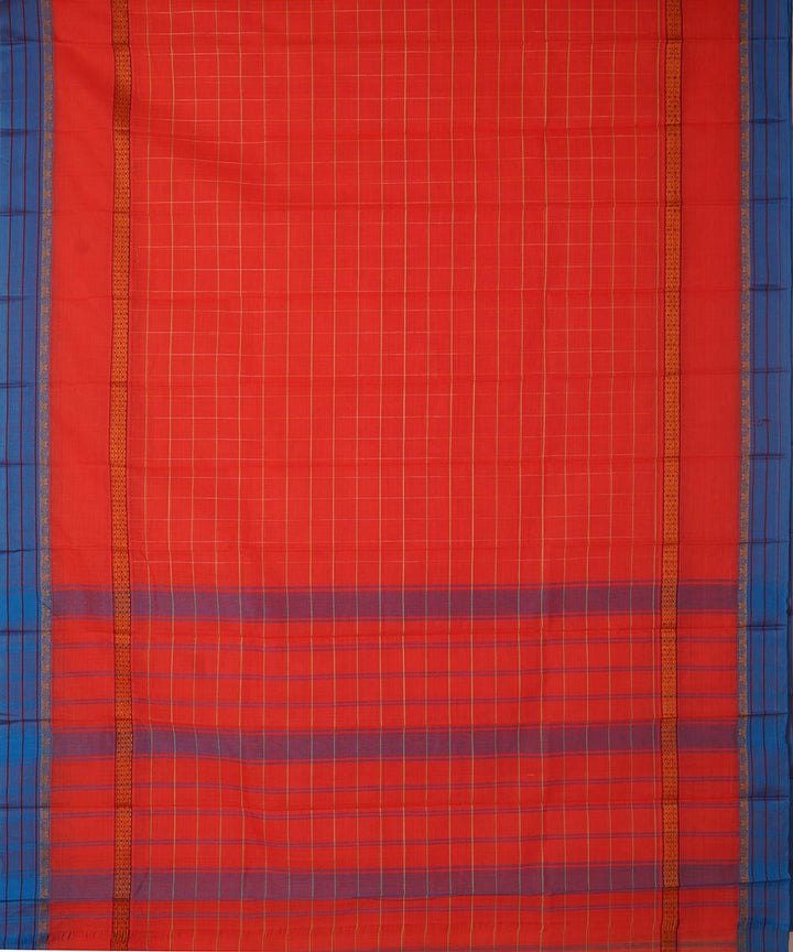 Bright orange cotton handwoven narayanapet saree