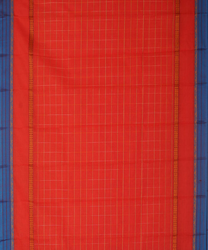 Bright orange cotton handwoven narayanapet saree