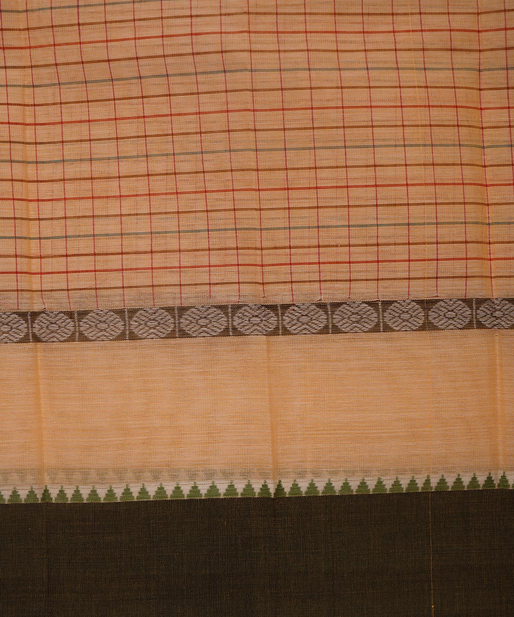 Cream cotton handwoven narayanapet saree