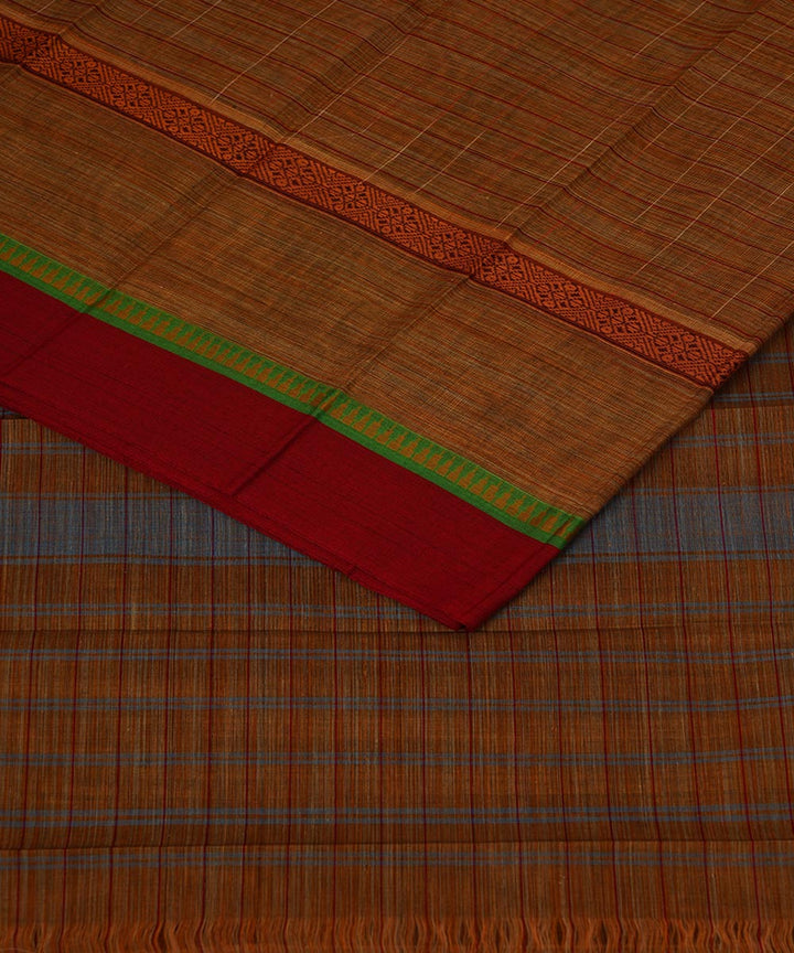 Moss green cotton handwoven narayanapet saree