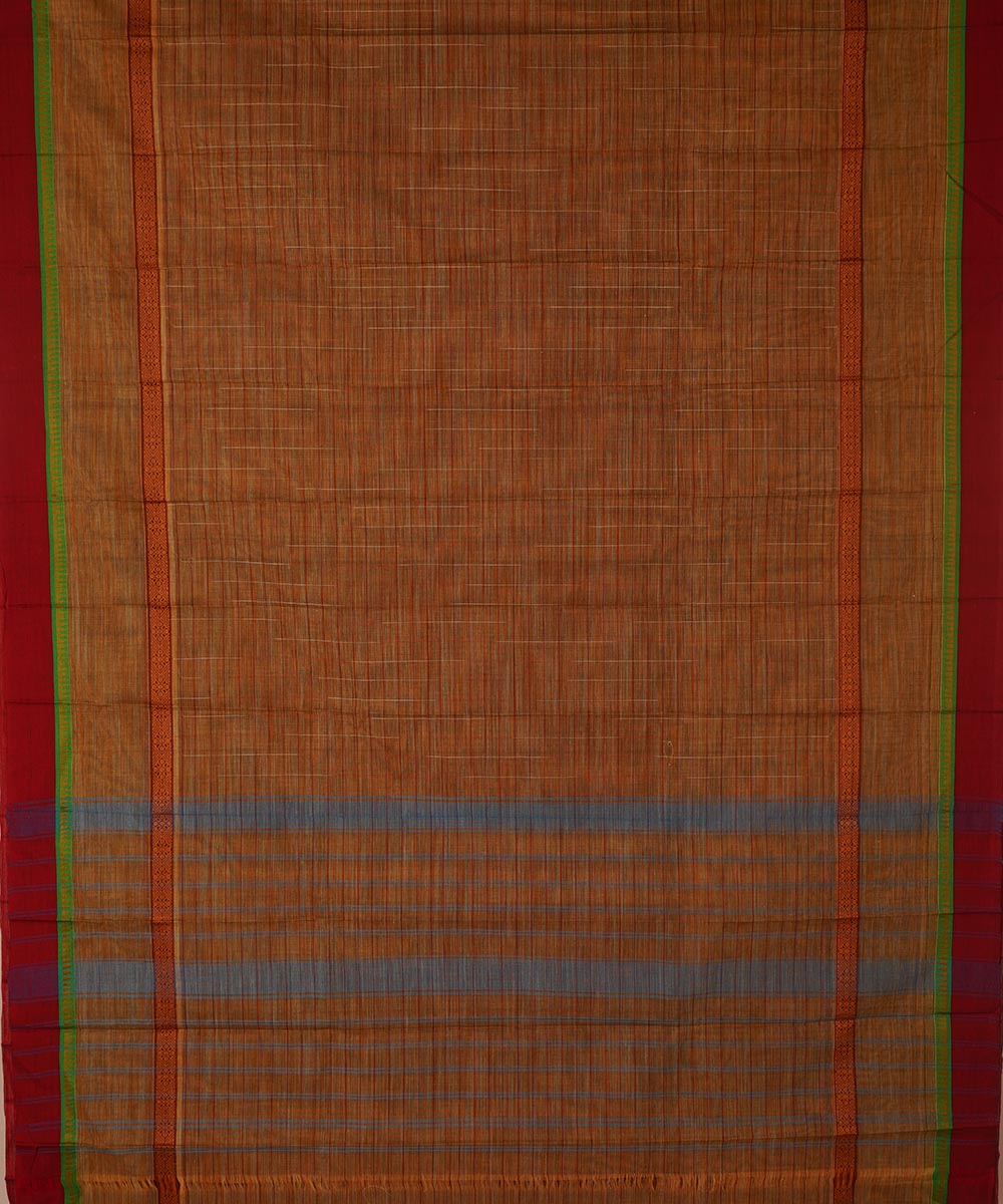 Moss green cotton handwoven narayanapet saree