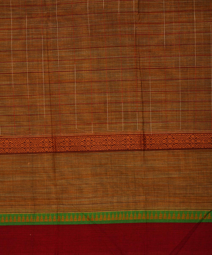 Moss green cotton handwoven narayanapet saree