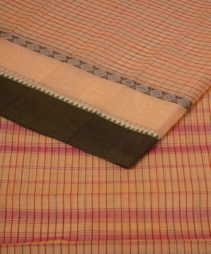 Pale orange cotton handwoven narayanapet saree