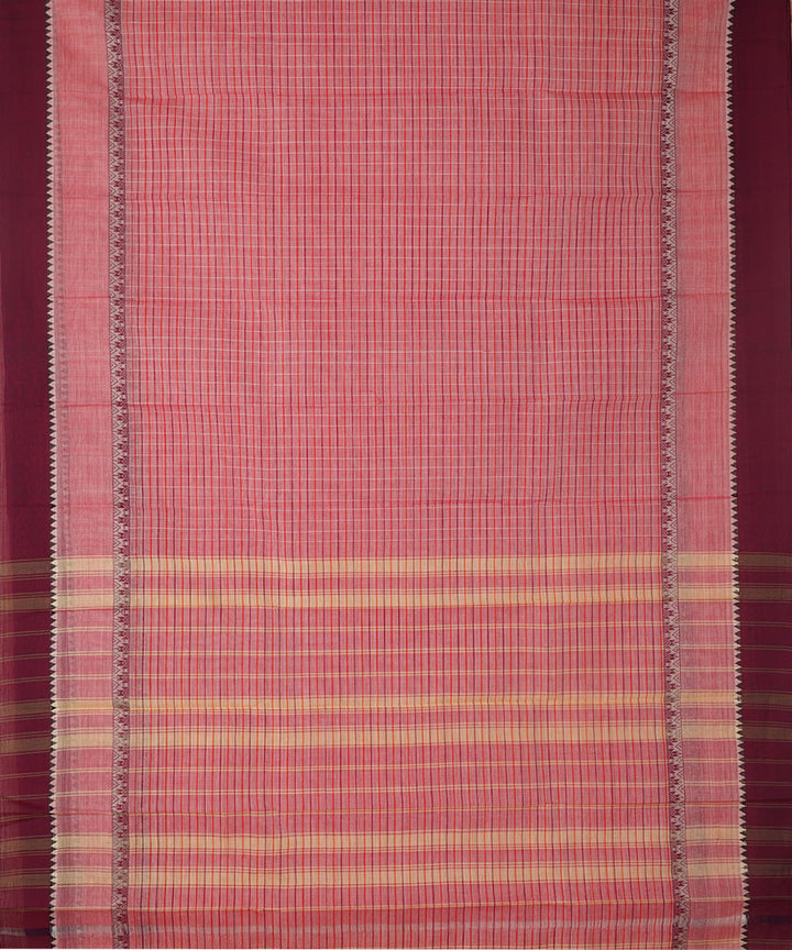 Pink checks cotton handwoven narayanapet saree