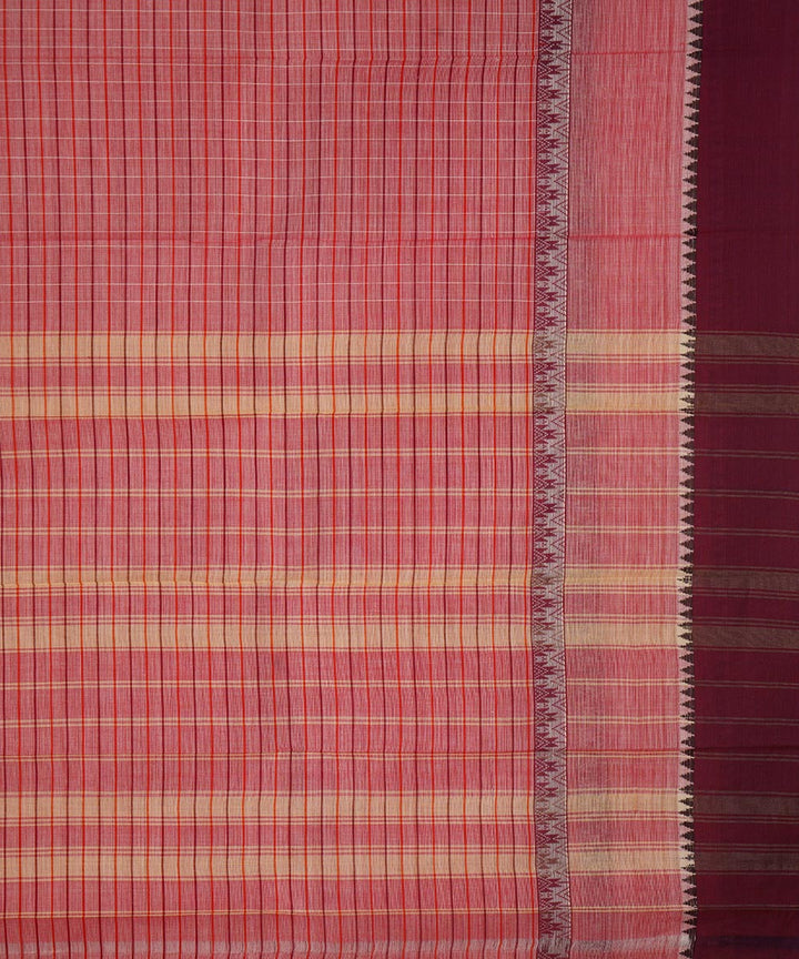 Pink checks cotton handwoven narayanapet saree