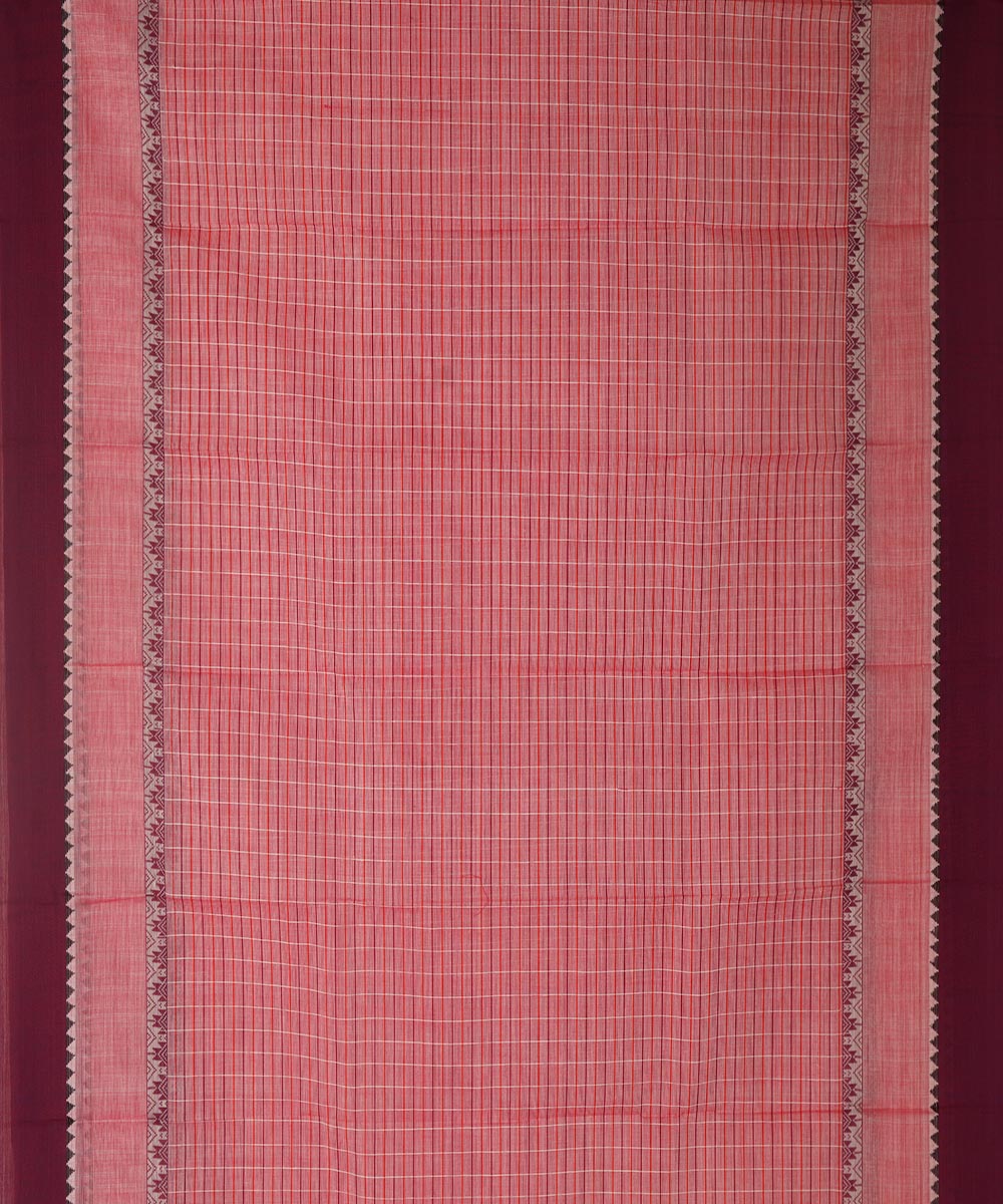 Pink checks cotton handwoven narayanapet saree