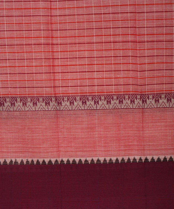 Pink checks cotton handwoven narayanapet saree