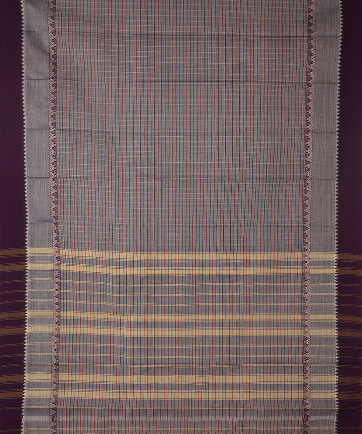 Grey violet cotton handwoven narayanapet saree