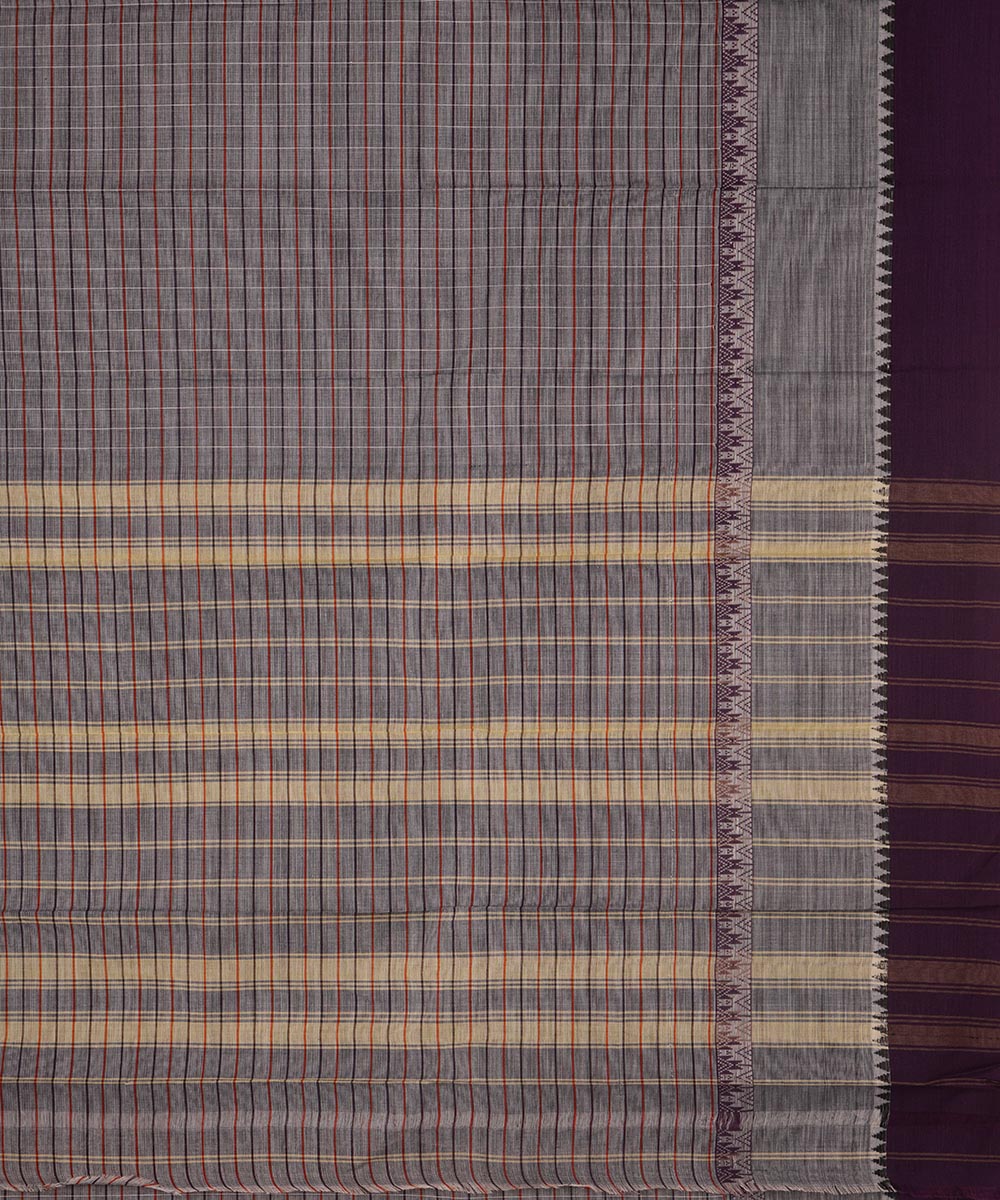 Grey violet cotton handwoven narayanapet saree