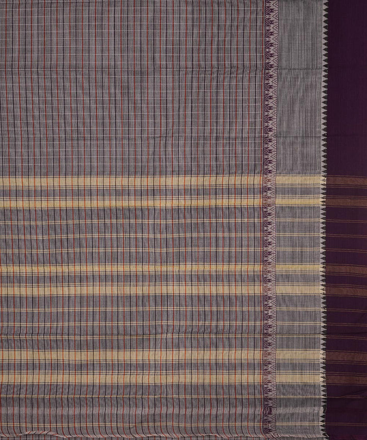 Grey violet cotton handwoven narayanapet saree
