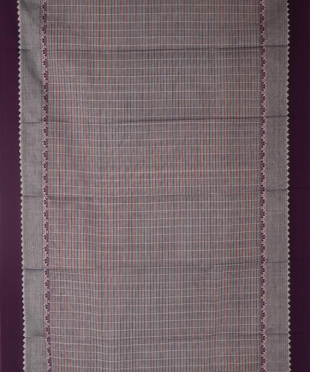 Grey violet cotton handwoven narayanapet saree