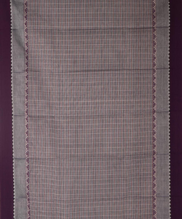 Grey violet cotton handwoven narayanapet saree