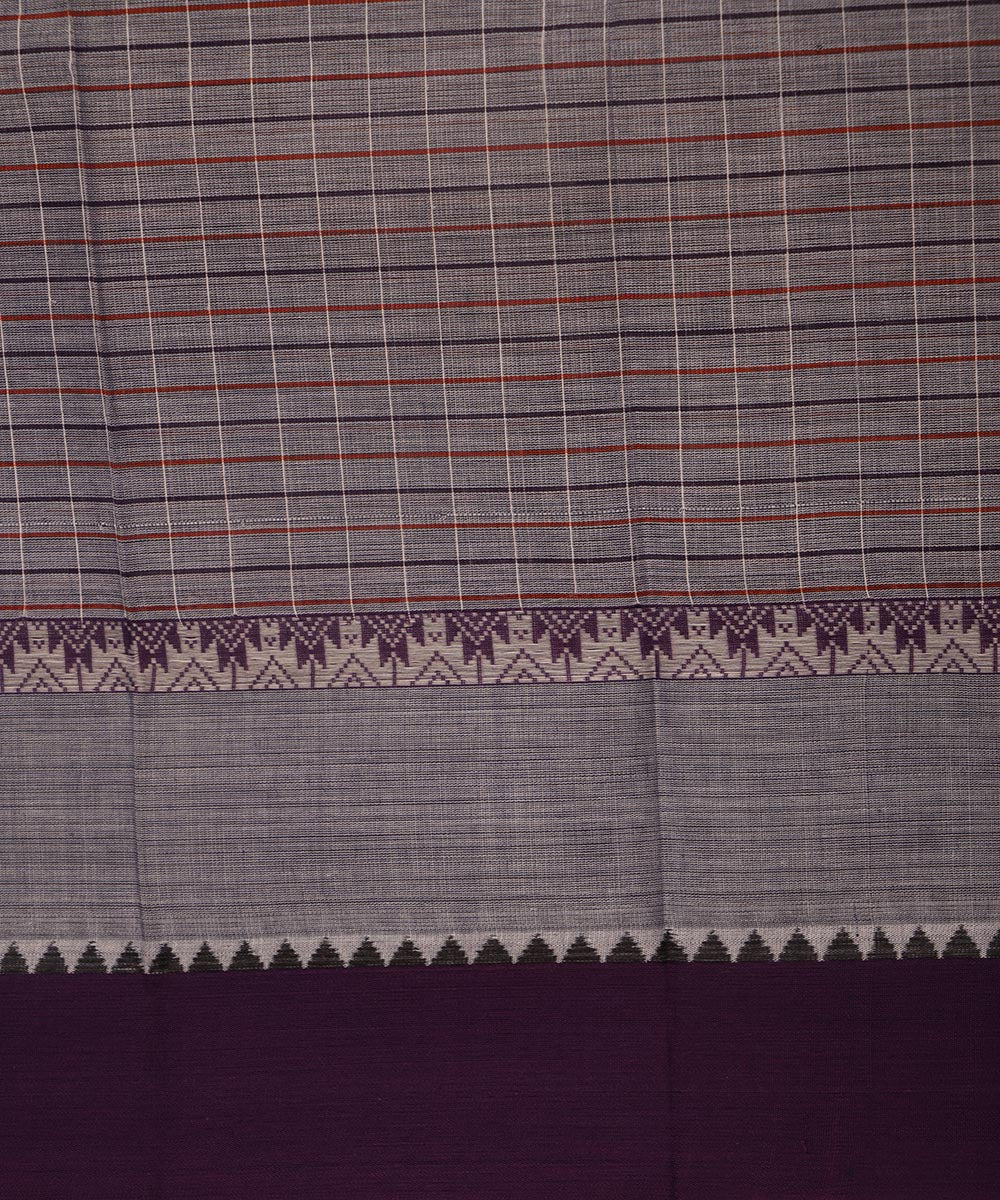 Grey violet cotton handwoven narayanapet saree