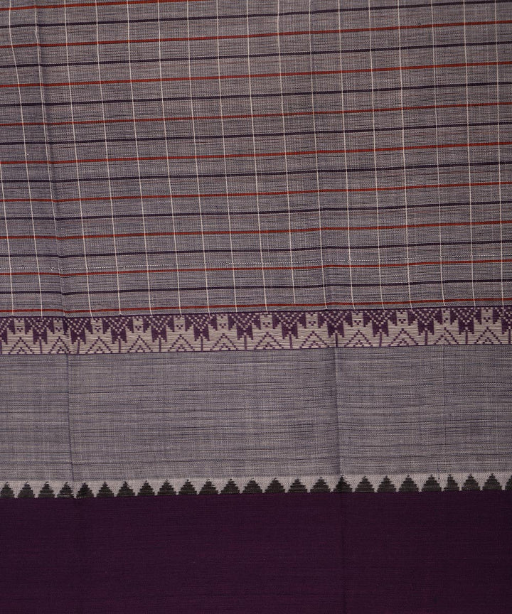 Grey violet cotton handwoven narayanapet saree