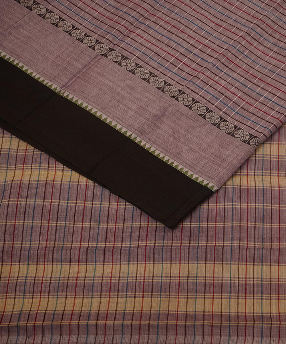 Mauve checks cotton handwoven narayanapet saree