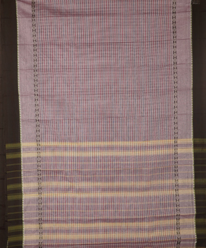 Mauve checks cotton handwoven narayanapet saree