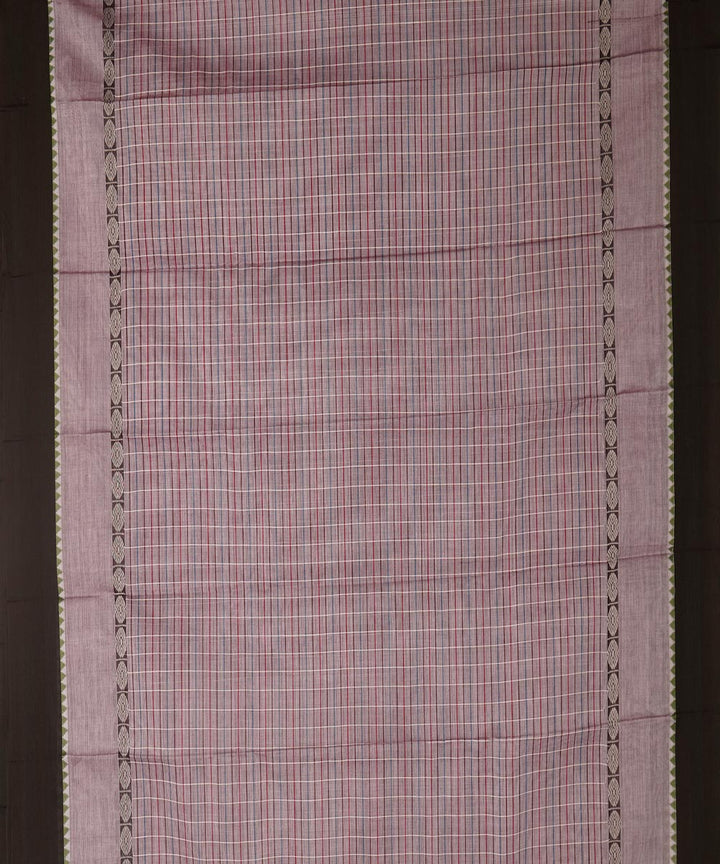 Mauve checks cotton handwoven narayanapet saree