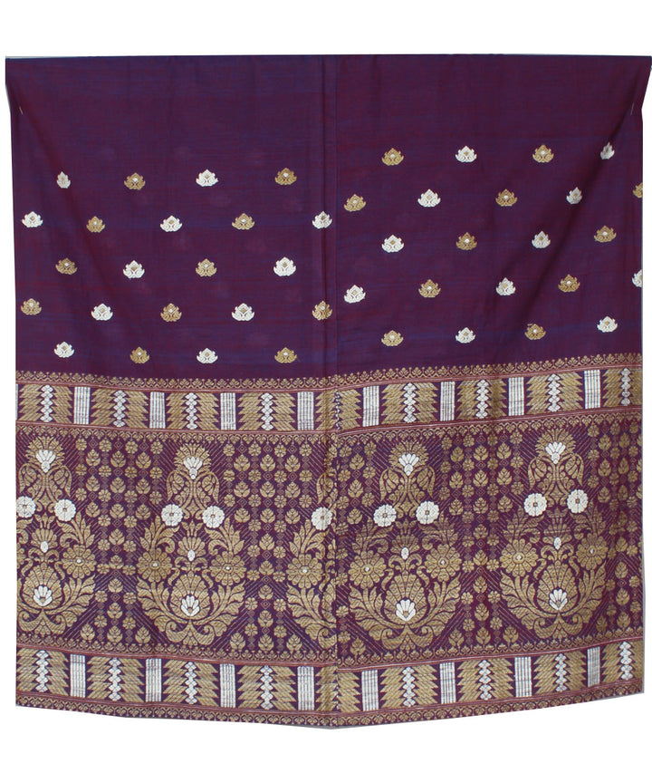 Purple eri and muga silk handwoven assam mekhela chador