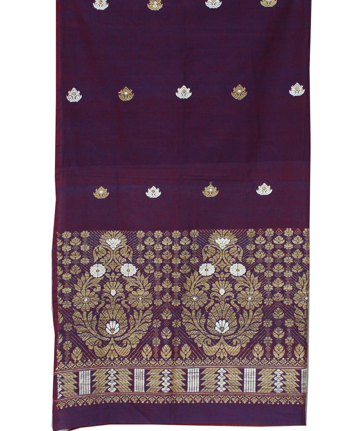 Purple eri and muga silk handwoven assam mekhela chador