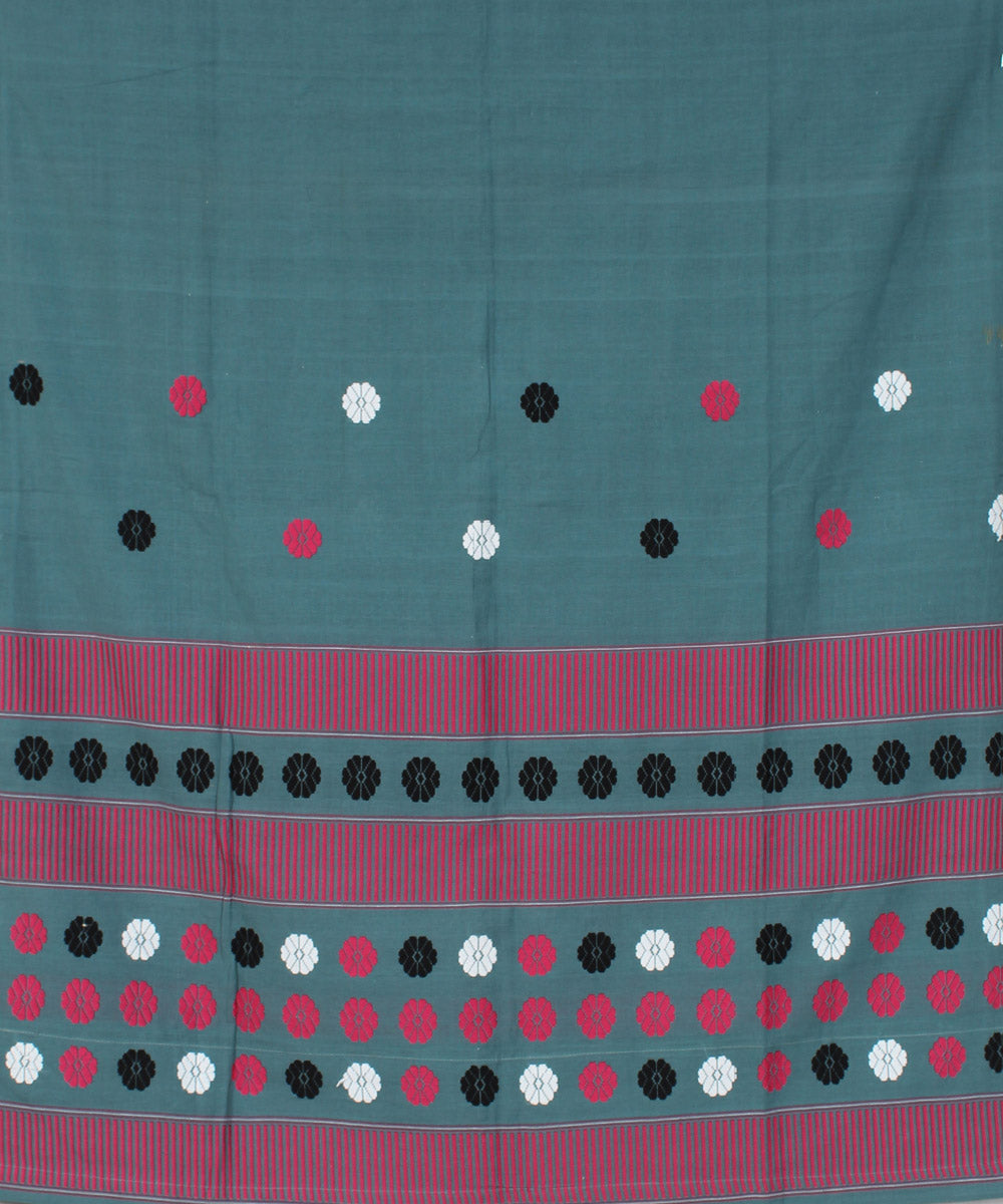 Grey pink cotton handwoven assam mekhela chador