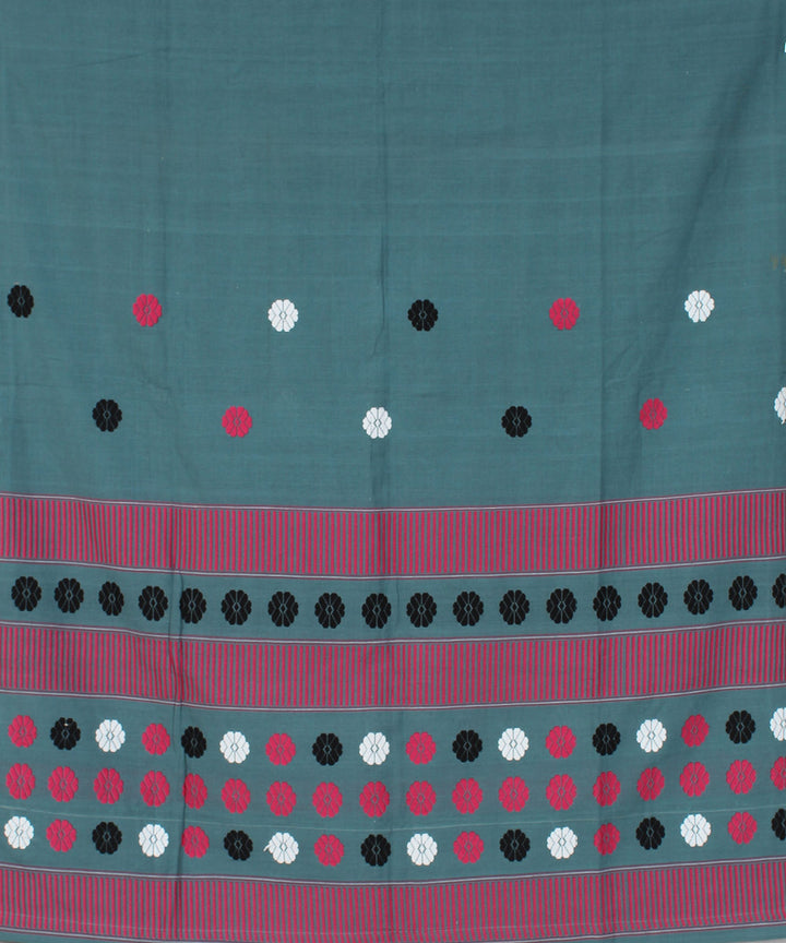 Grey pink cotton handwoven assam mekhela chador