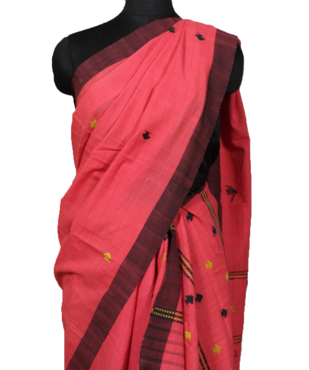Peach cotton handwoven assam mekhela chador