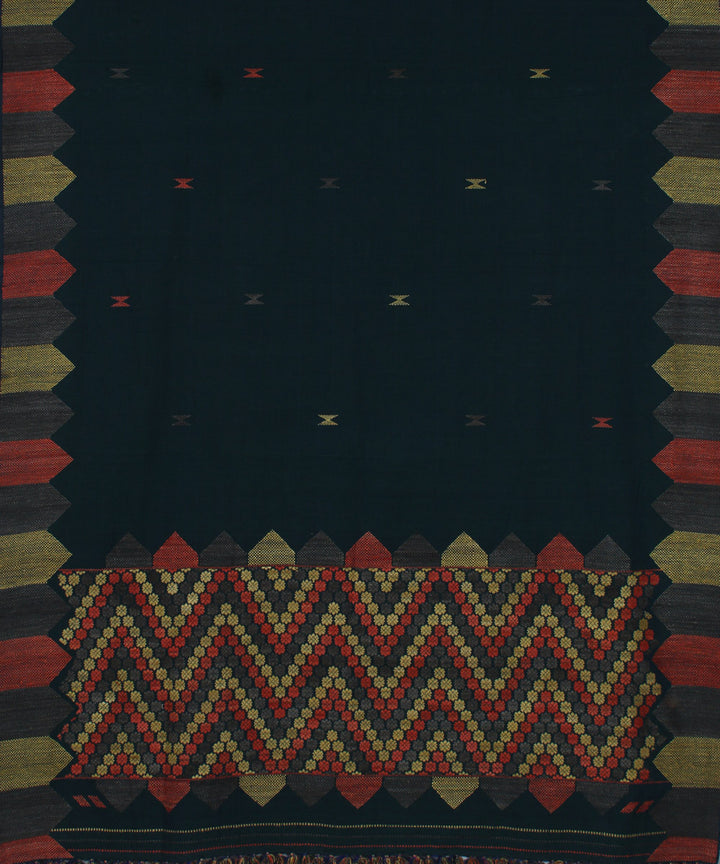 Moss green cotton and eri silk handwoven assam saree