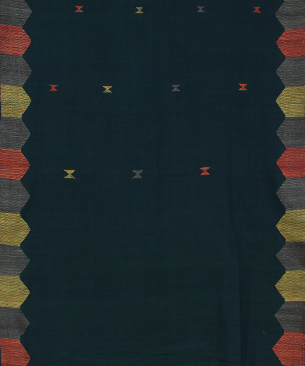 Moss green cotton and eri silk handwoven assam saree