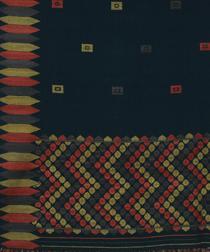 Moss green cotton and eri silk handwoven gero assam saree