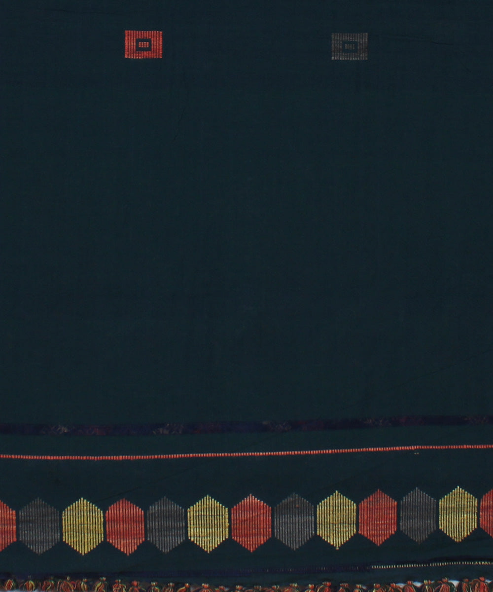 Moss green cotton and eri silk handwoven gero assam saree