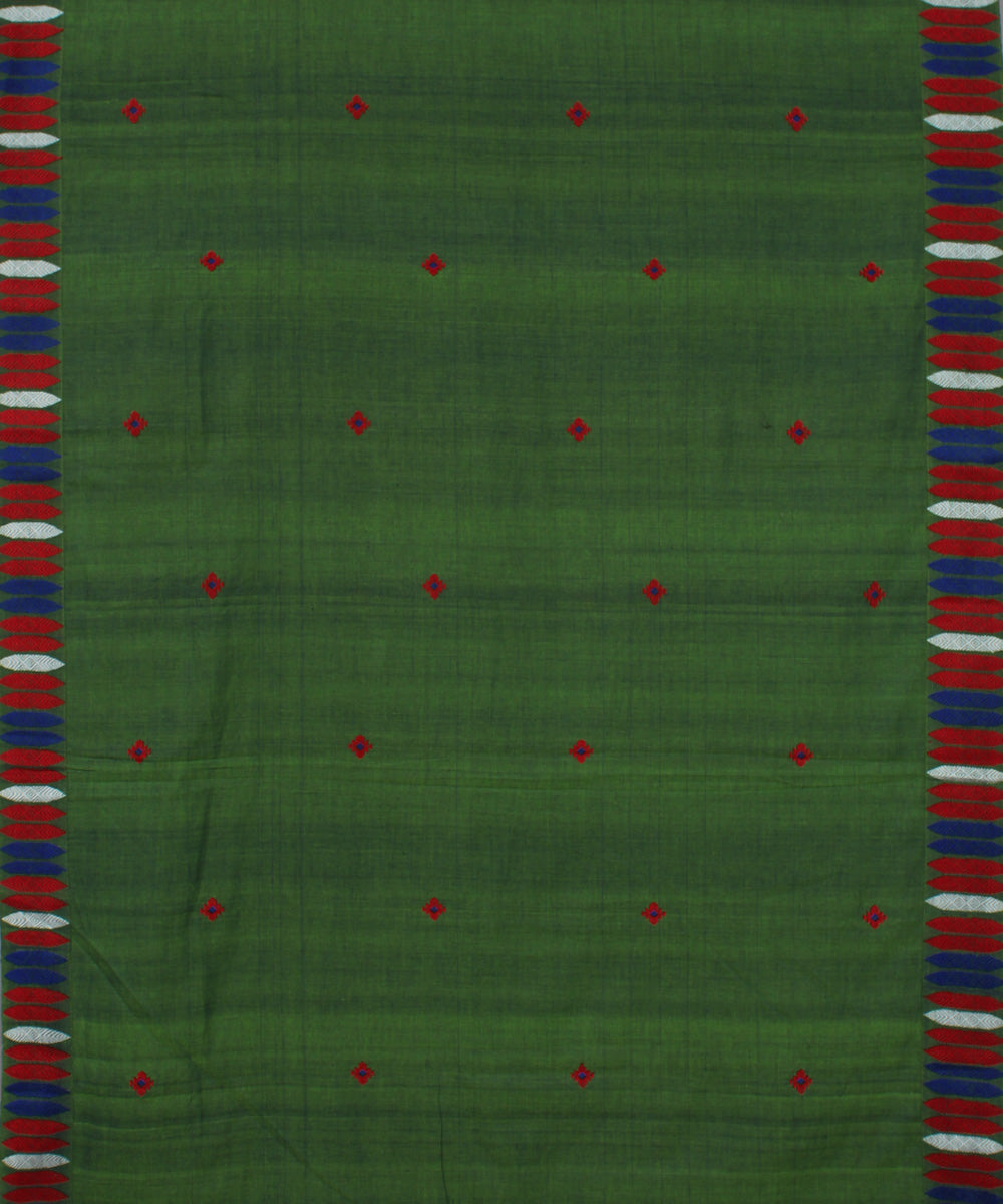 Dark green cotton and eri silk handwoven gero assam saree