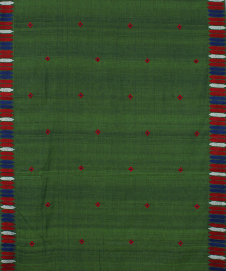 Dark green cotton and eri silk handwoven gero assam saree