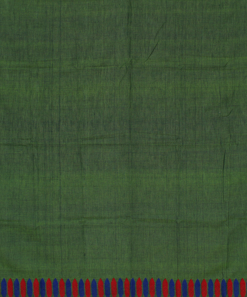 Dark green cotton and eri silk handwoven gero assam saree