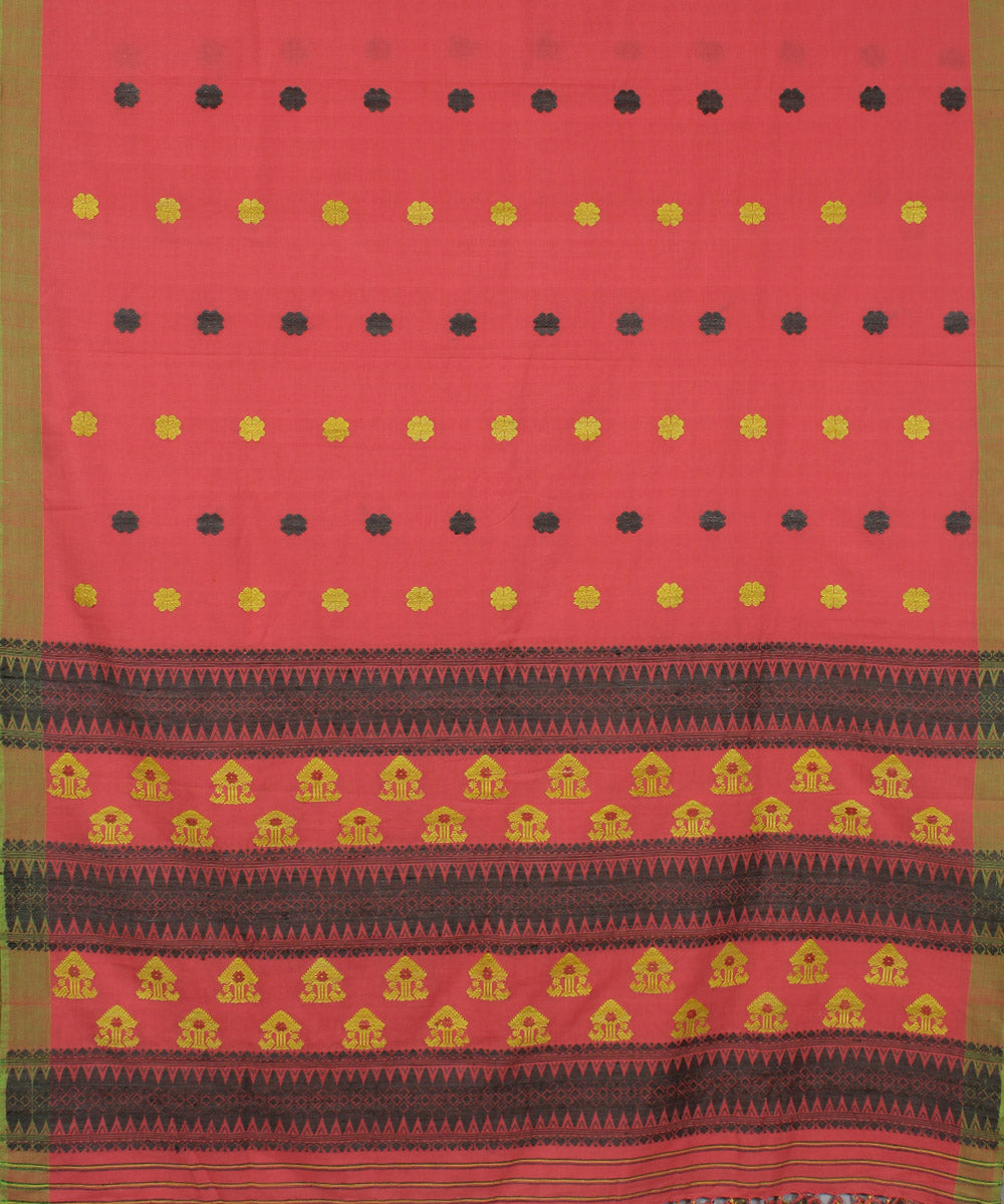 Pink cotton and eri silk handwoven assam saree