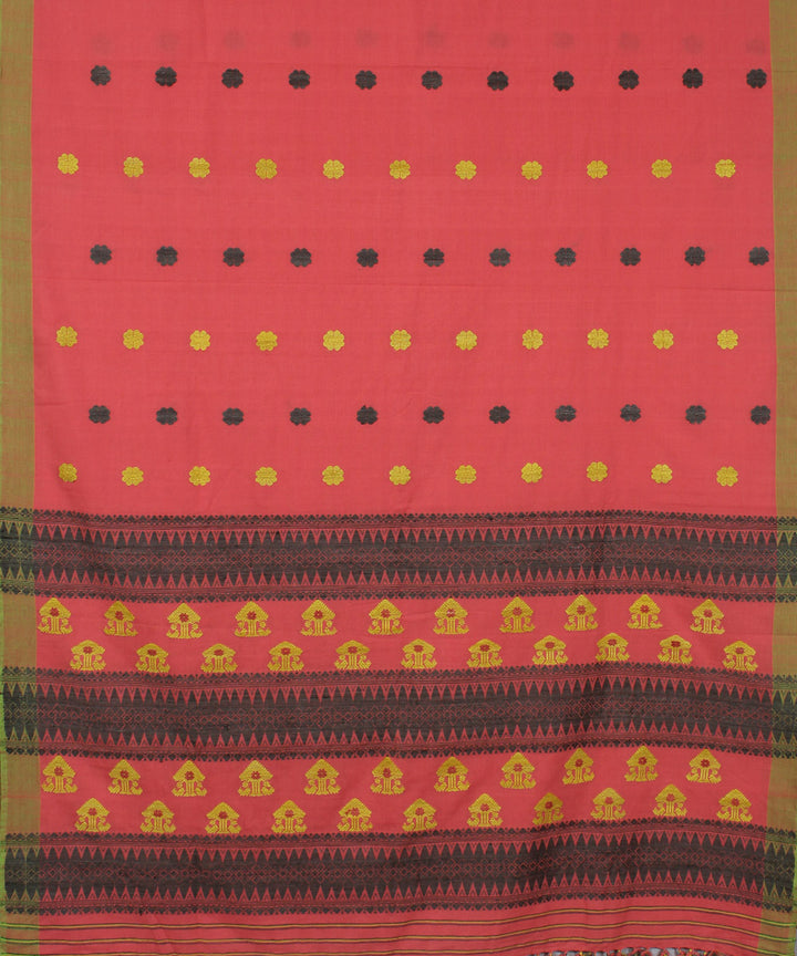Pink cotton and eri silk handwoven assam saree