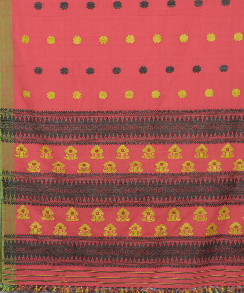 Pink cotton and eri silk handwoven assam saree