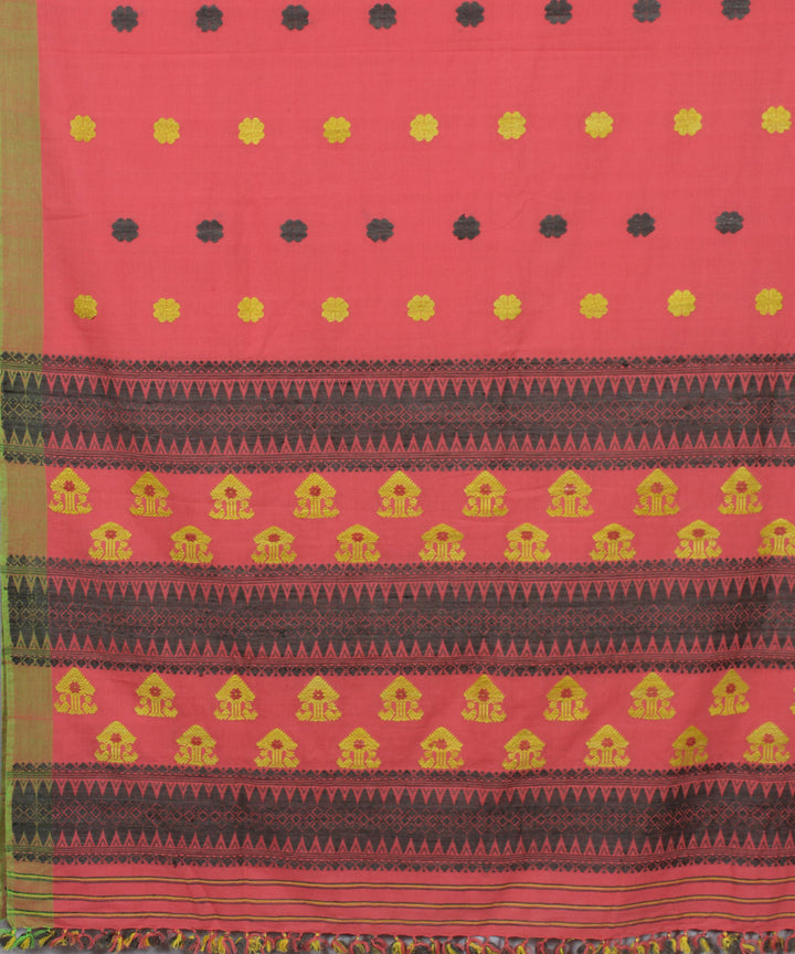 Pink cotton and eri silk handwoven assam saree