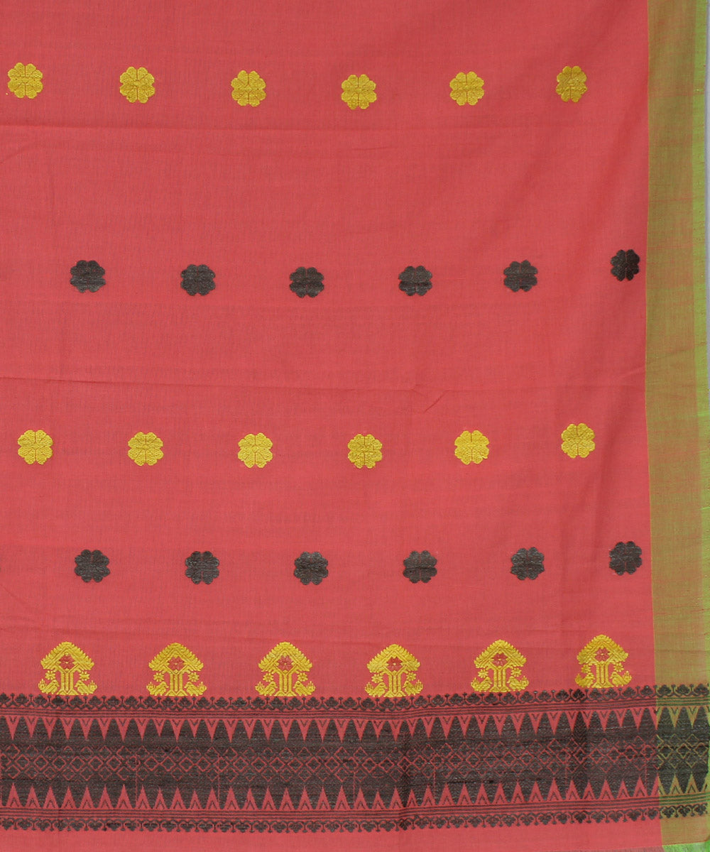 Pink cotton and eri silk handwoven assam saree