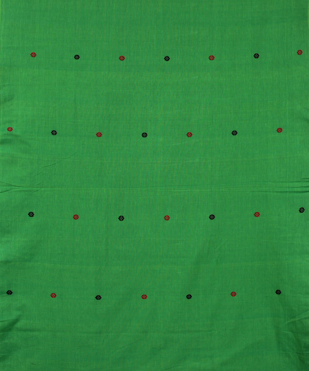 Parrot green cotton handwoven assam saree